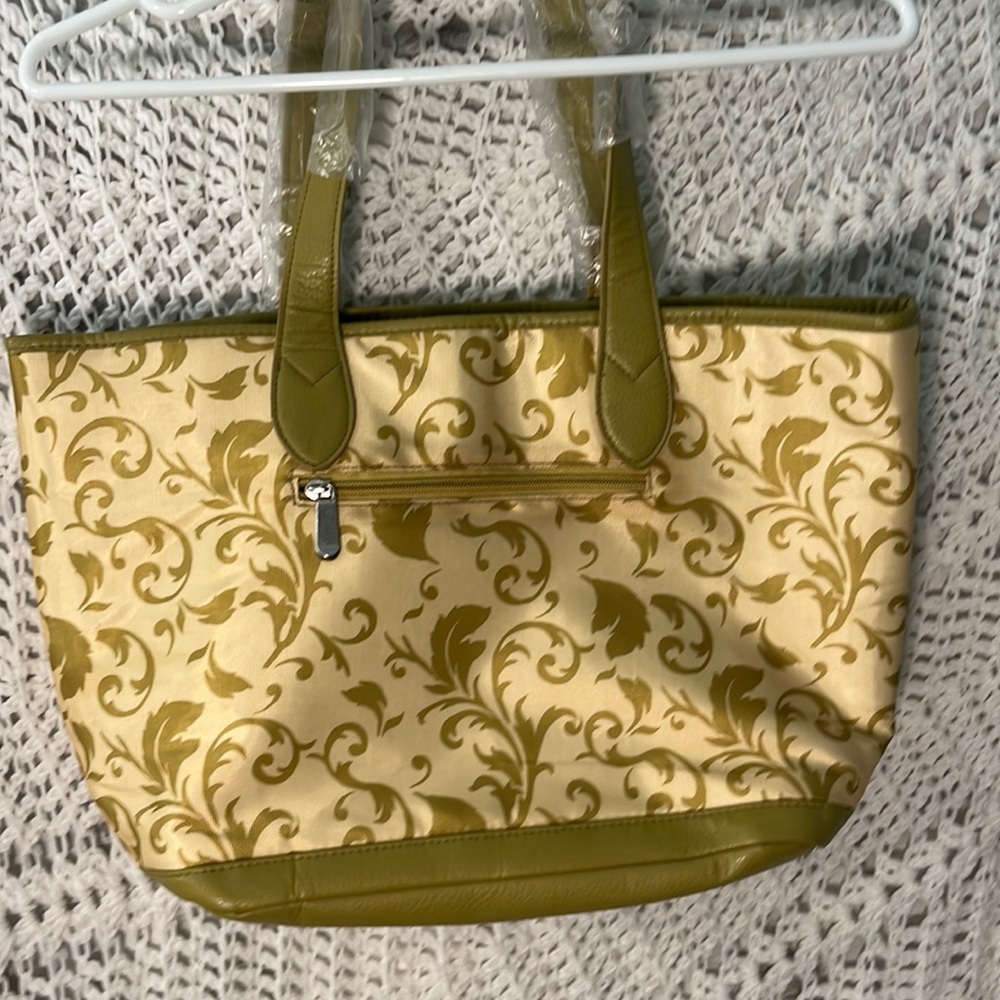 New gold topaz looks olive green tote bag from Celebration Home interiors